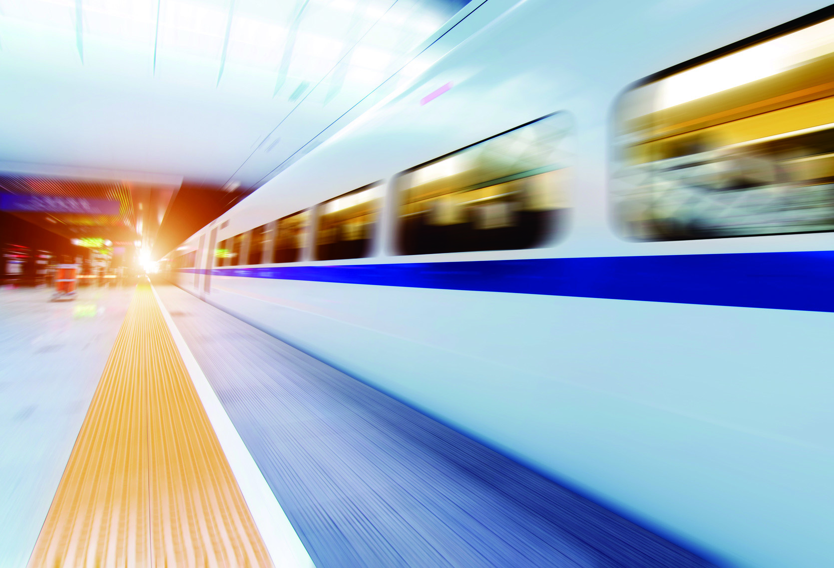 Fast train with motion blur.
